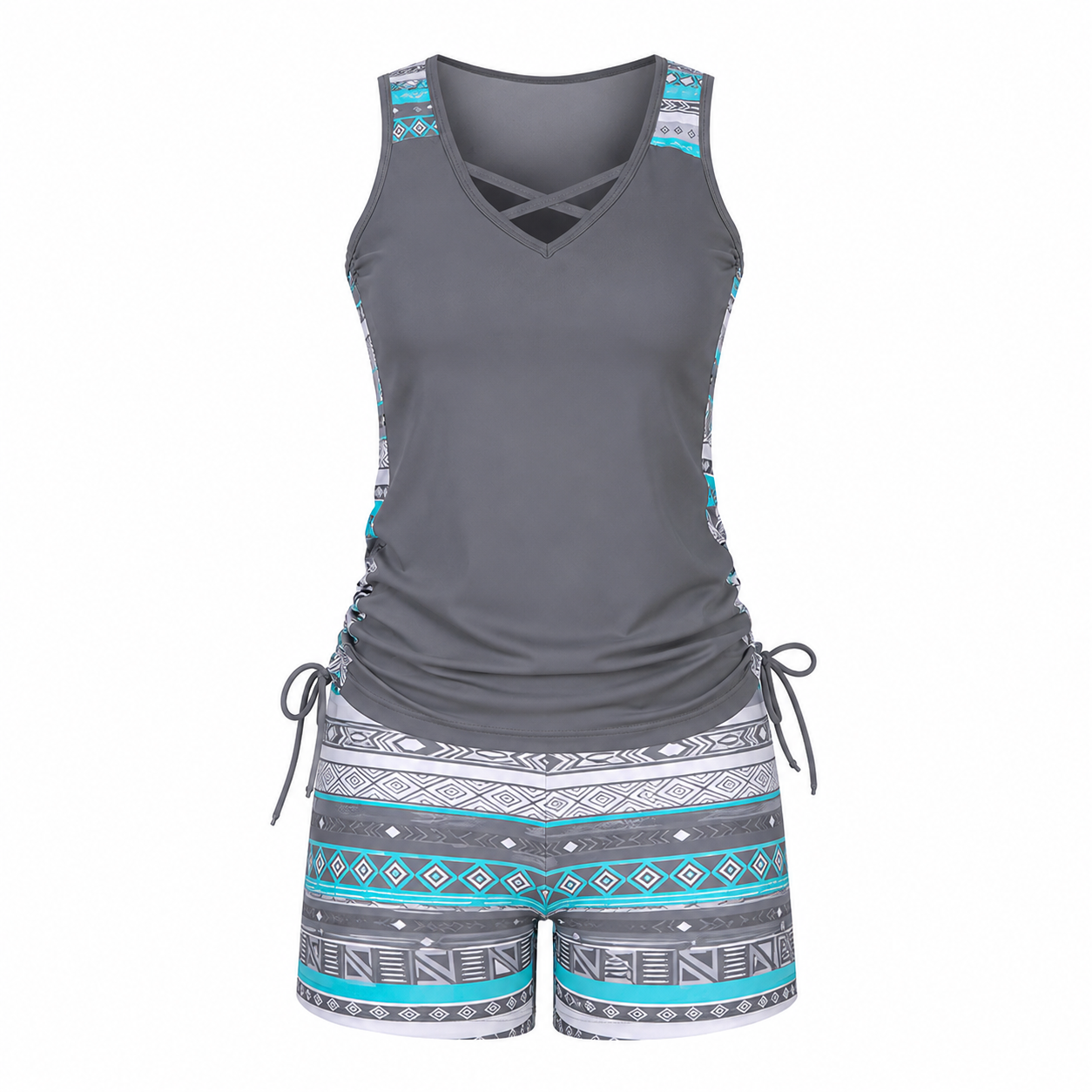 Women's Tummy Control Tankini Set with Shorts