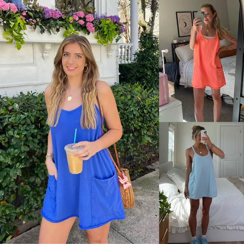 Special Sale❤️Women's Summer Sleeveless Mini Dress V Neck Spaghetti