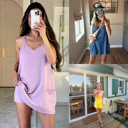 Special Sale❤️Women's Summer Sleeveless Mini Dress V Neck Spaghetti