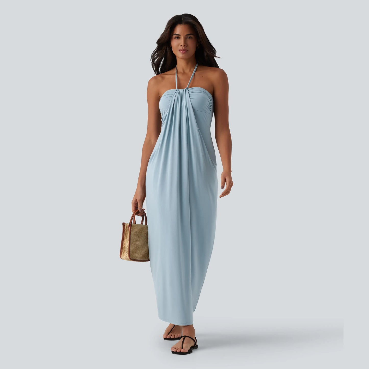 Halara Halter Tie Back Maxi Dress with Pockets