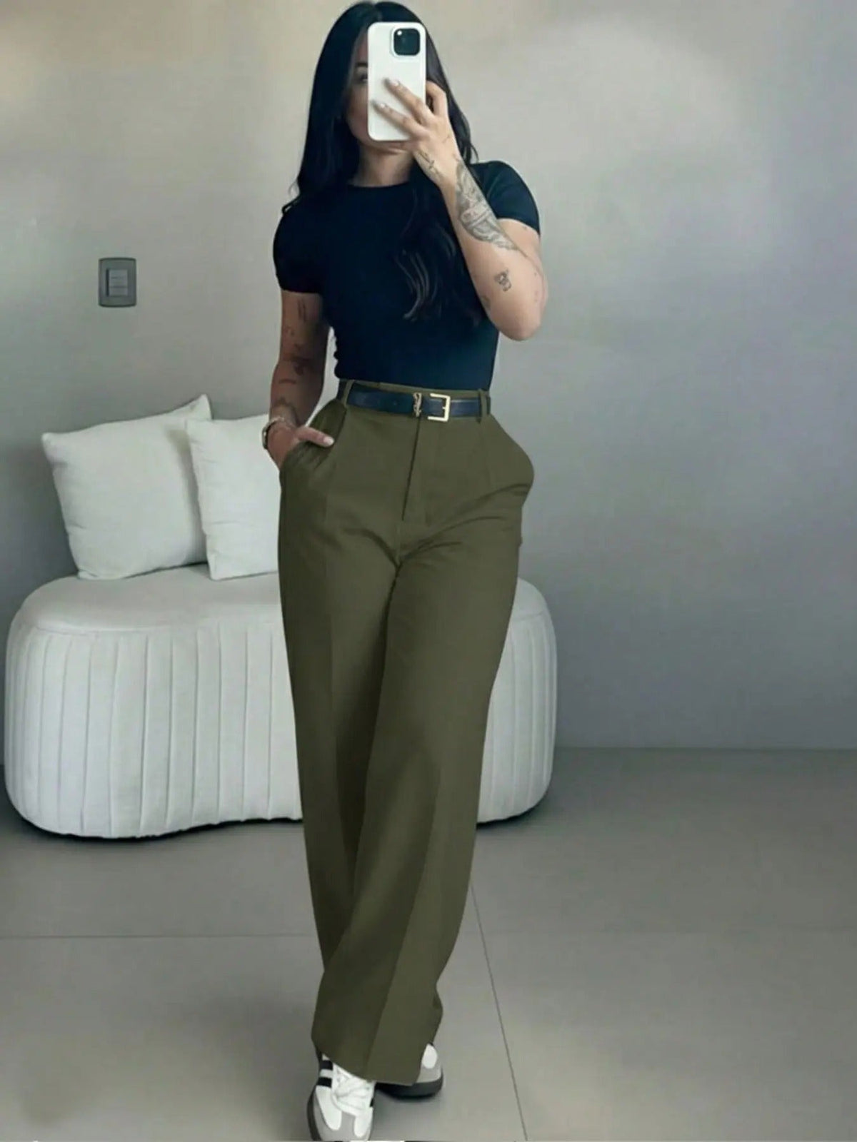 Women's High Waisted Straight Leg Suit Pants