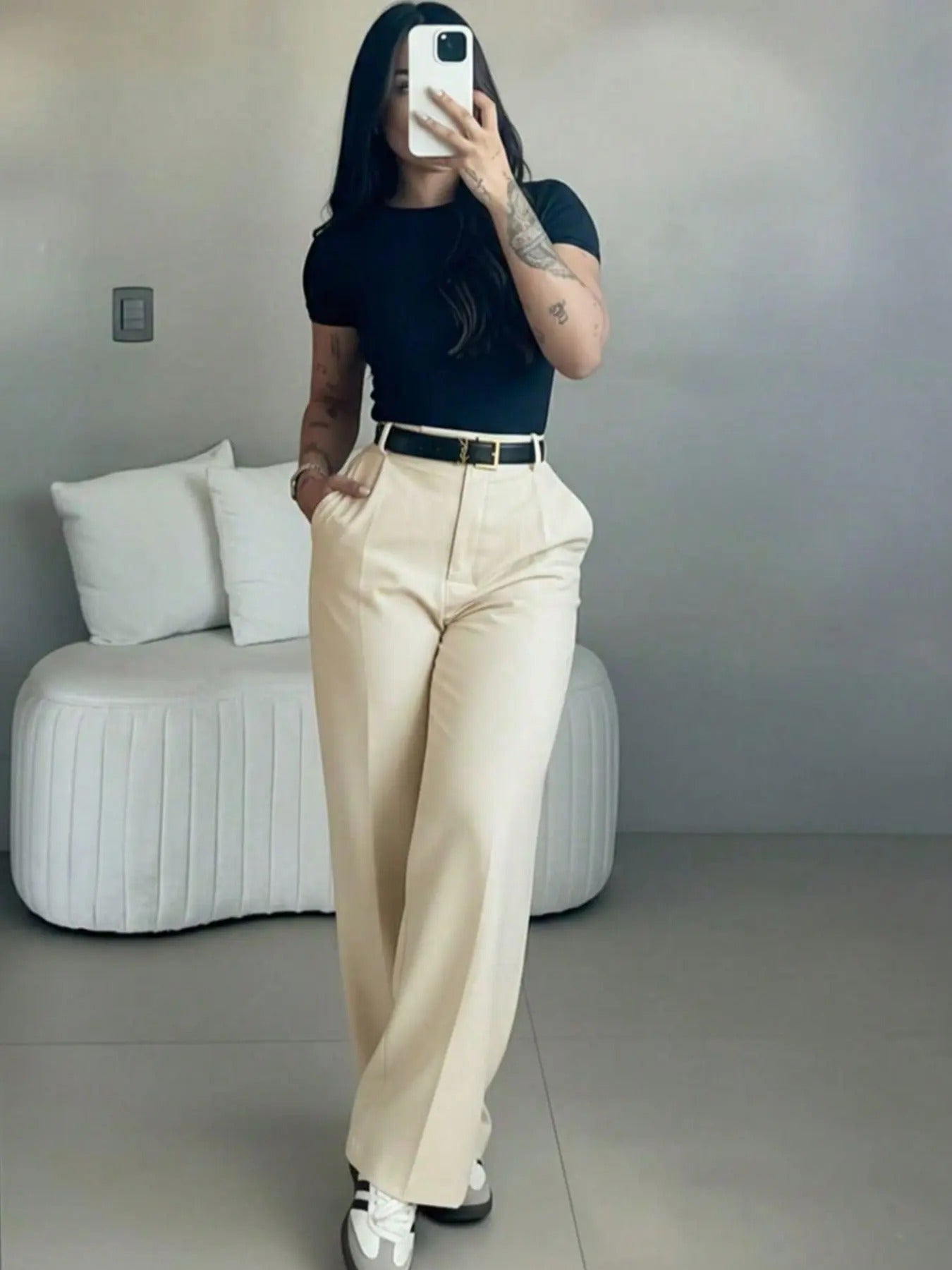 Women's High Waisted Straight Leg Suit Pants