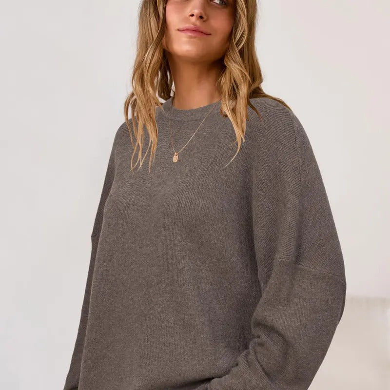 Women's Wool Blend Oversized Sweaters Crewneck Casual Winter Outfits Fashion Tops