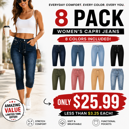 Wash Contrast Binding Double Button Drawstring Mid Waist High Stretch Fit Capri Jeans Pant