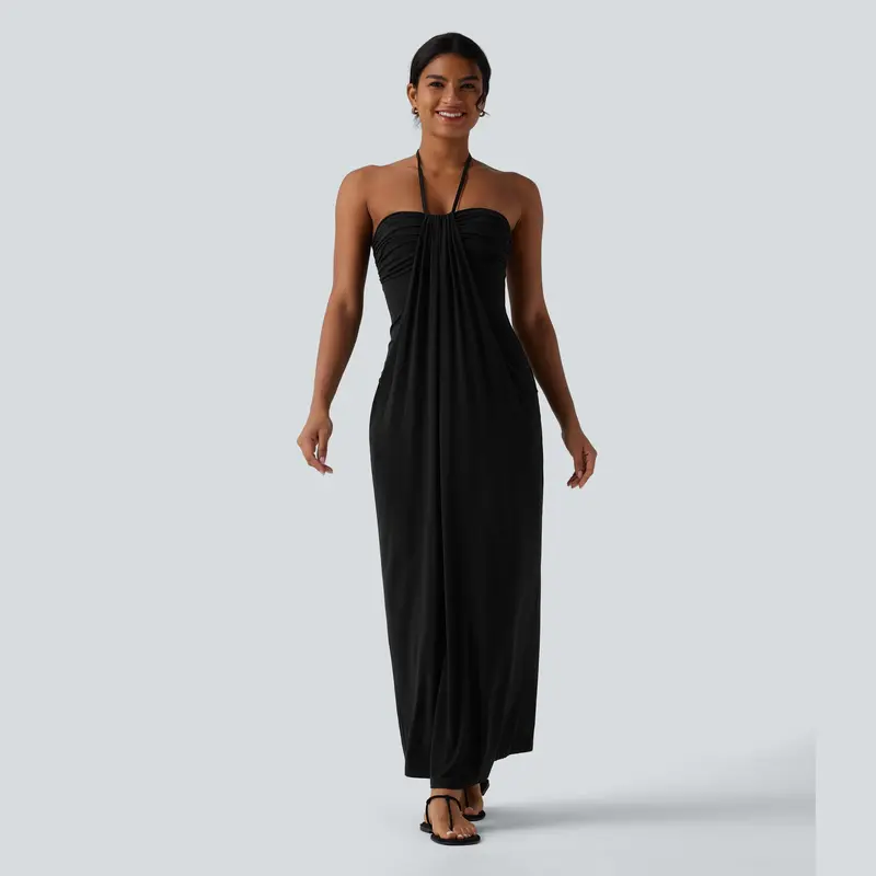 Halara Halter Tie Back Maxi Dress with Pockets