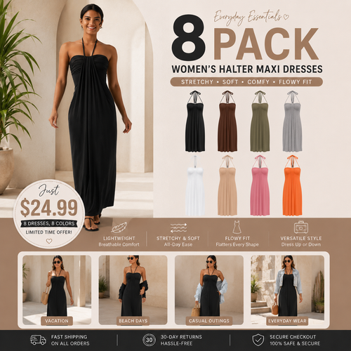 Halara Halter Tie Back Maxi Dress with Pockets