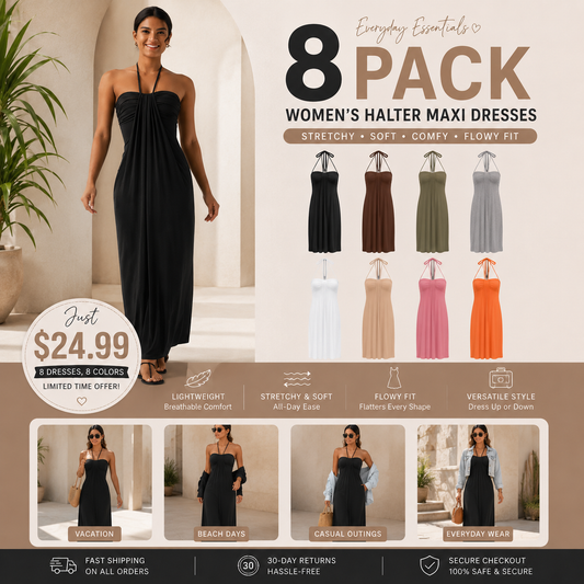 Halara Halter Tie Back Maxi Dress with Pockets
