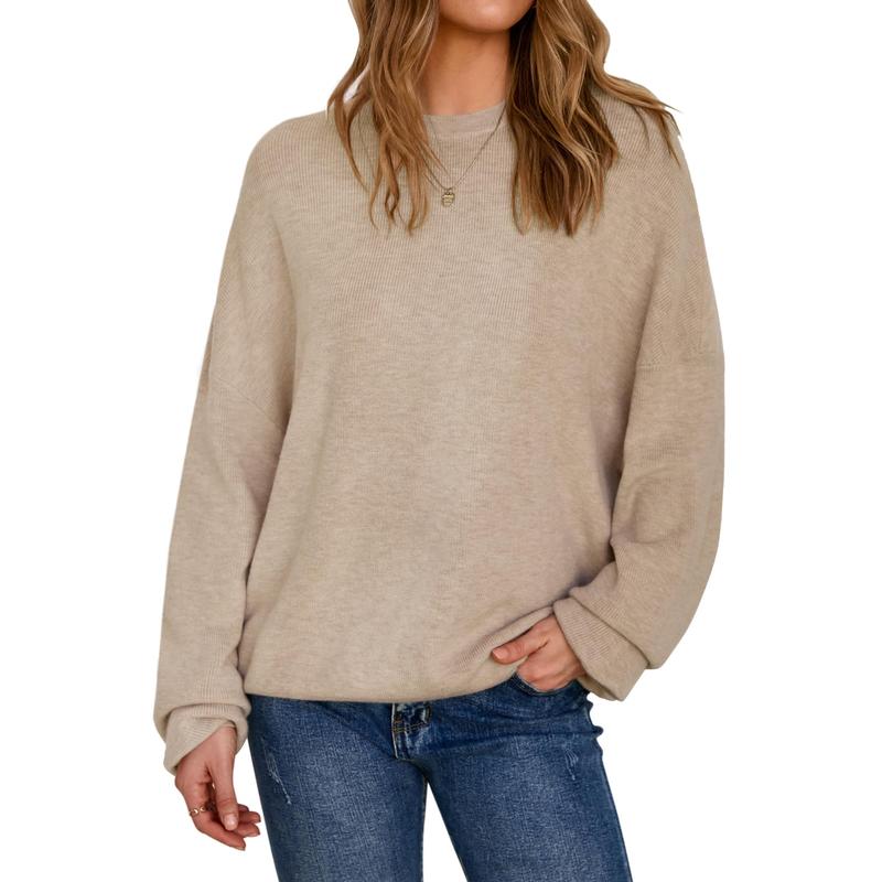 Women's Wool Blend Oversized Sweaters Crewneck Casual Winter Outfits Fashion Tops