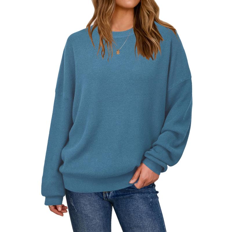 Women's Wool Blend Oversized Sweaters Crewneck Casual Winter Outfits Fashion Tops