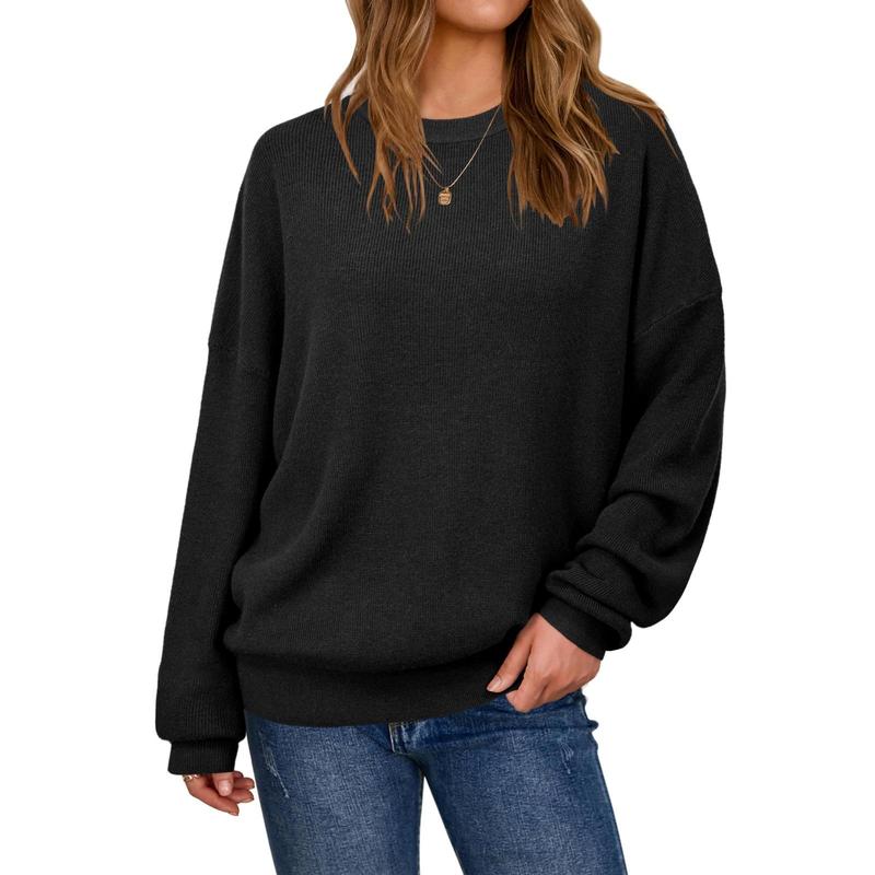Women's Wool Blend Oversized Sweaters Crewneck Casual Winter Outfits Fashion Tops