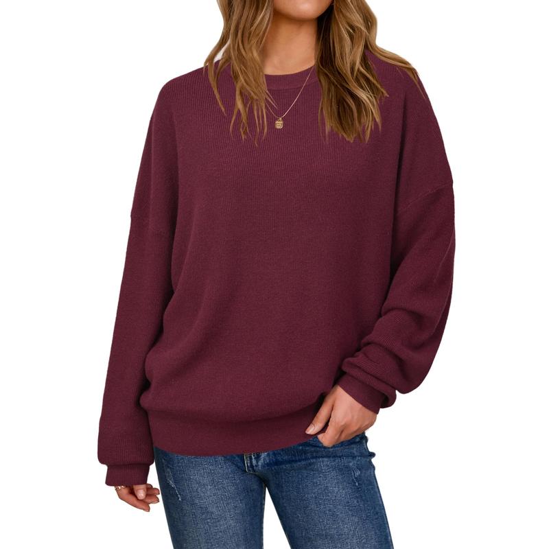 Women's Wool Blend Oversized Sweaters Crewneck Casual Winter Outfits Fashion Tops