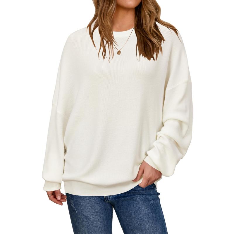 Women's Wool Blend Oversized Sweaters Crewneck Casual Winter Outfits Fashion Tops
