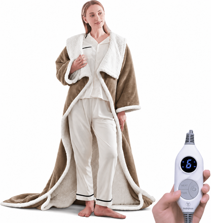 ❄️ Sherpa Wearable Electric Blanket 🎄 Overheat Protection & Auto-Shutoff Function