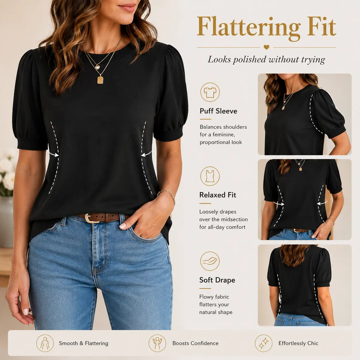 Women's Puff Short Sleeve Sweater