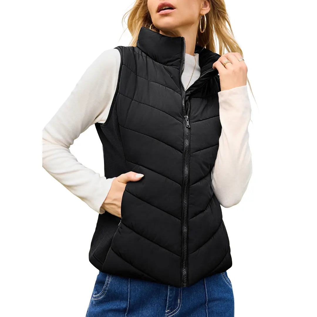 Women's Sleeveless Puffer Vest - Warm & Stylish
