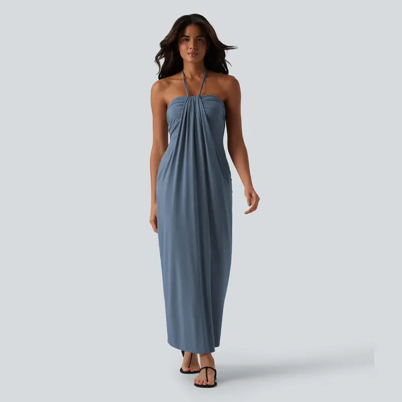 Halara Halter Tie Back Maxi Dress with Pockets