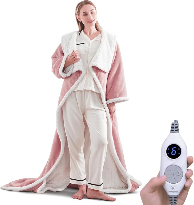 ❄️ Sherpa Wearable Electric Blanket 🎄 Overheat Protection & Auto-Shutoff Function