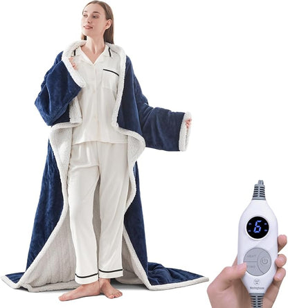 ❄️ Sherpa Wearable Electric Blanket 🎄 Overheat Protection & Auto-Shutoff Function