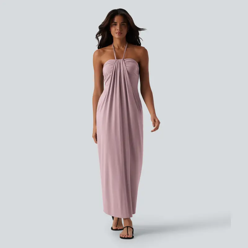Halara Halter Tie Back Maxi Dress with Pockets