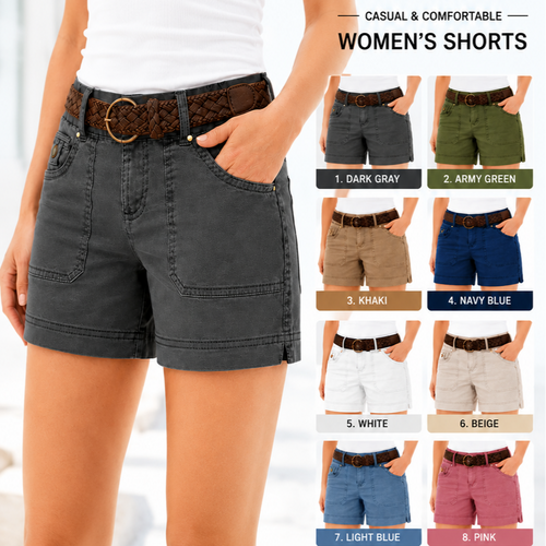 8 PACK Casual Summer Shorts – Split Side Flap Pocket Shorts Without Belt