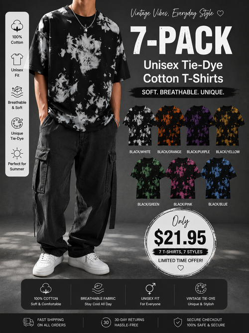 Unisex Vintage Tie-Dye T-Shirt for Summer Streetwear