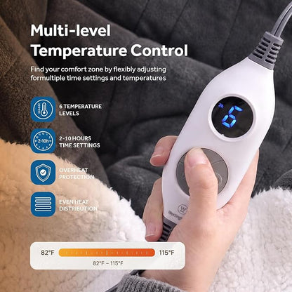 ❄️ Sherpa Wearable Electric Blanket 🎄 Overheat Protection & Auto-Shutoff Function