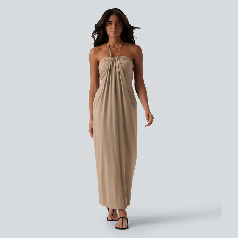 Halara Halter Tie Back Maxi Dress with Pockets