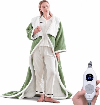 ❄️ Sherpa Wearable Electric Blanket 🎄 Overheat Protection & Auto-Shutoff Function