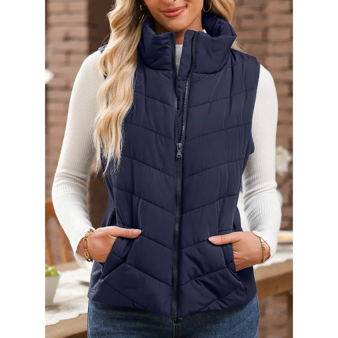 Women's Sleeveless Puffer Vest - Warm & Stylish