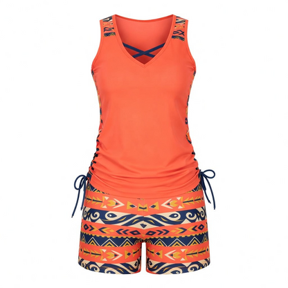 Women's Tummy Control Tankini Set with Shorts