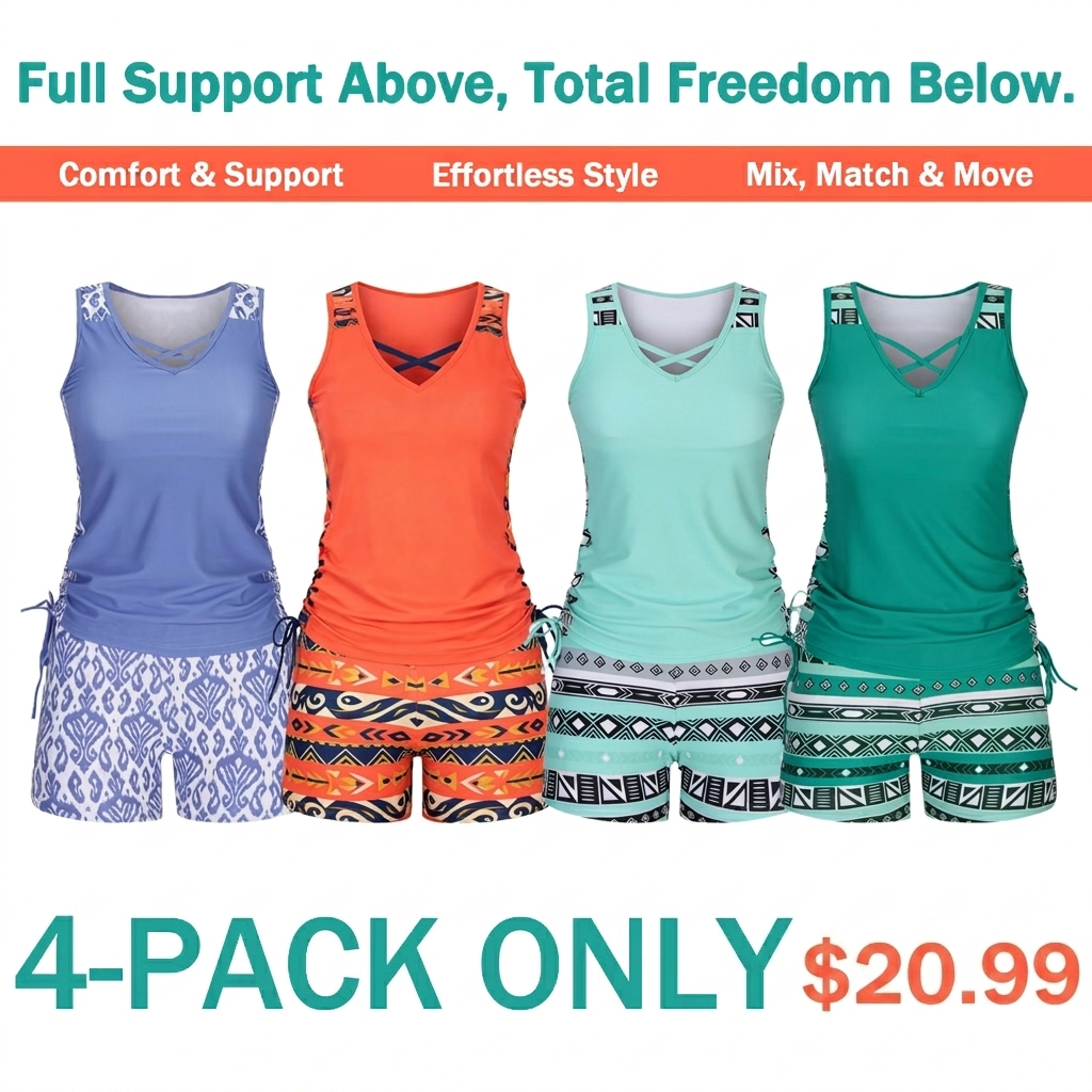 Women's Tummy Control Tankini Set with Shorts