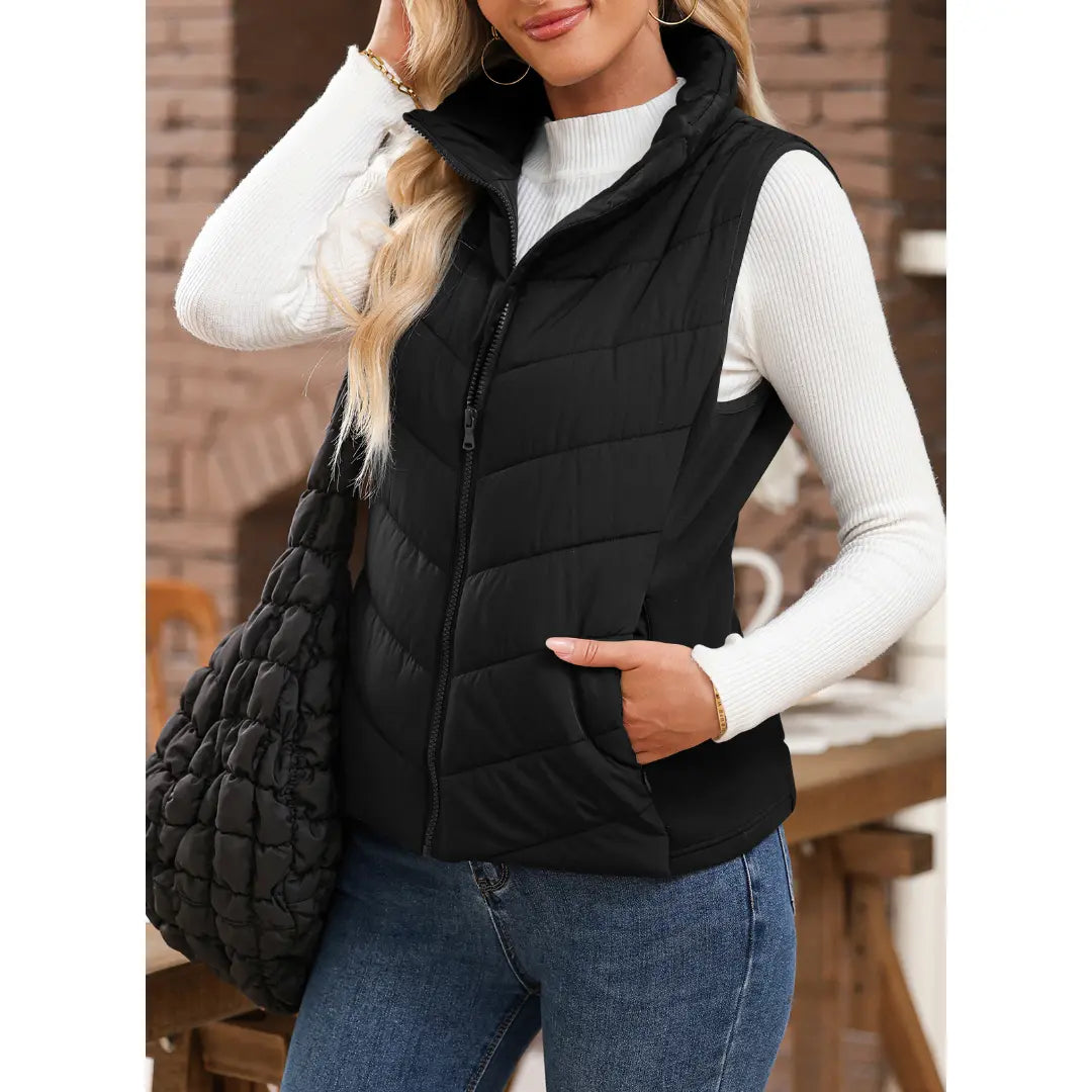 Women's Sleeveless Puffer Vest - Warm & Stylish