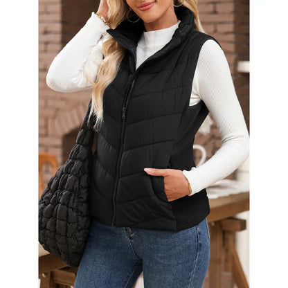 Women's Sleeveless Puffer Vest - Warm & Stylish