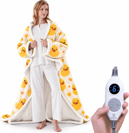 ❄️ Sherpa Wearable Electric Blanket 🎄 Overheat Protection & Auto-Shutoff Function