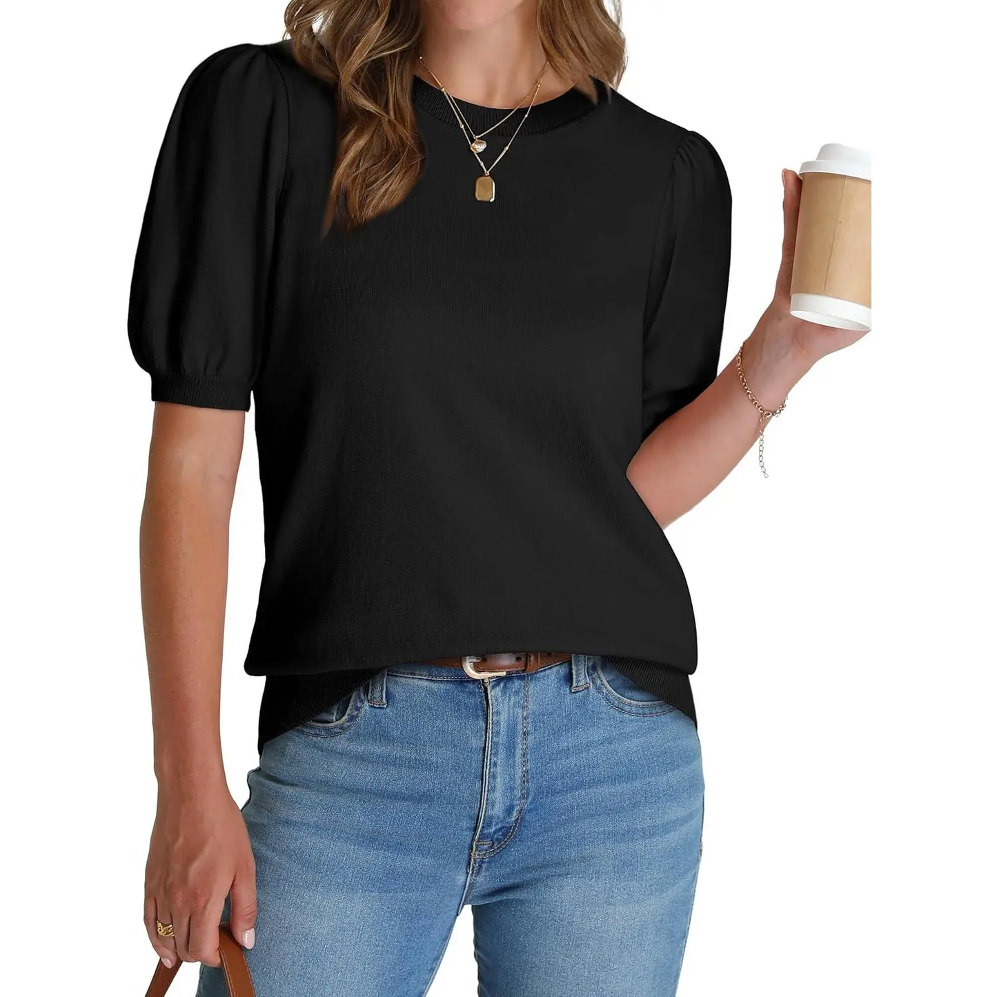 Women's Puff Short Sleeve Sweater
