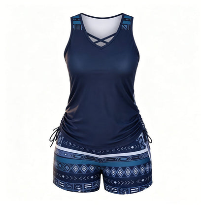 Women's Tummy Control Tankini Set with Shorts