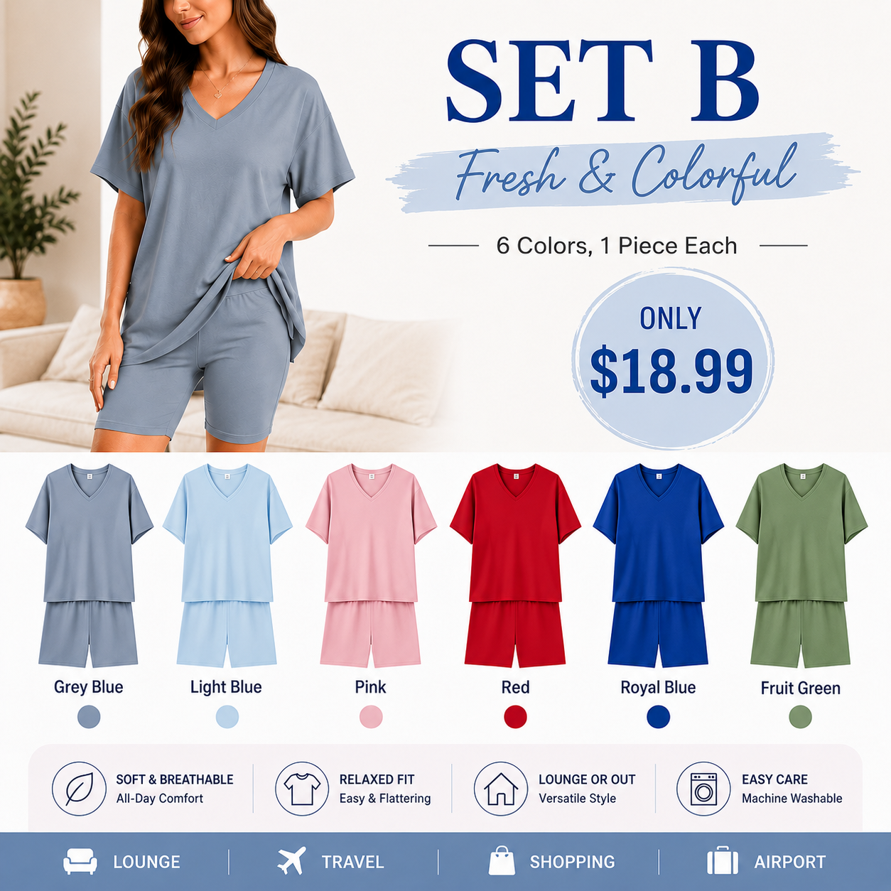 Effortless Summer Lounge Set Oversized Tee + Biker Shorts