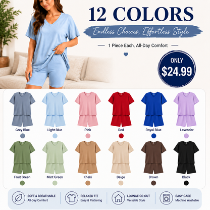 Effortless Summer Lounge Set Oversized Tee + Biker Shorts