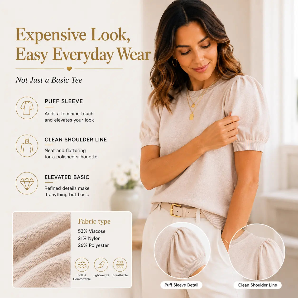 Women's Puff Short Sleeve Sweater