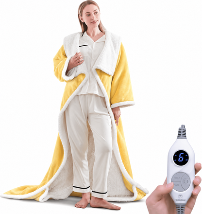 ❄️ Sherpa Wearable Electric Blanket 🎄 Overheat Protection & Auto-Shutoff Function