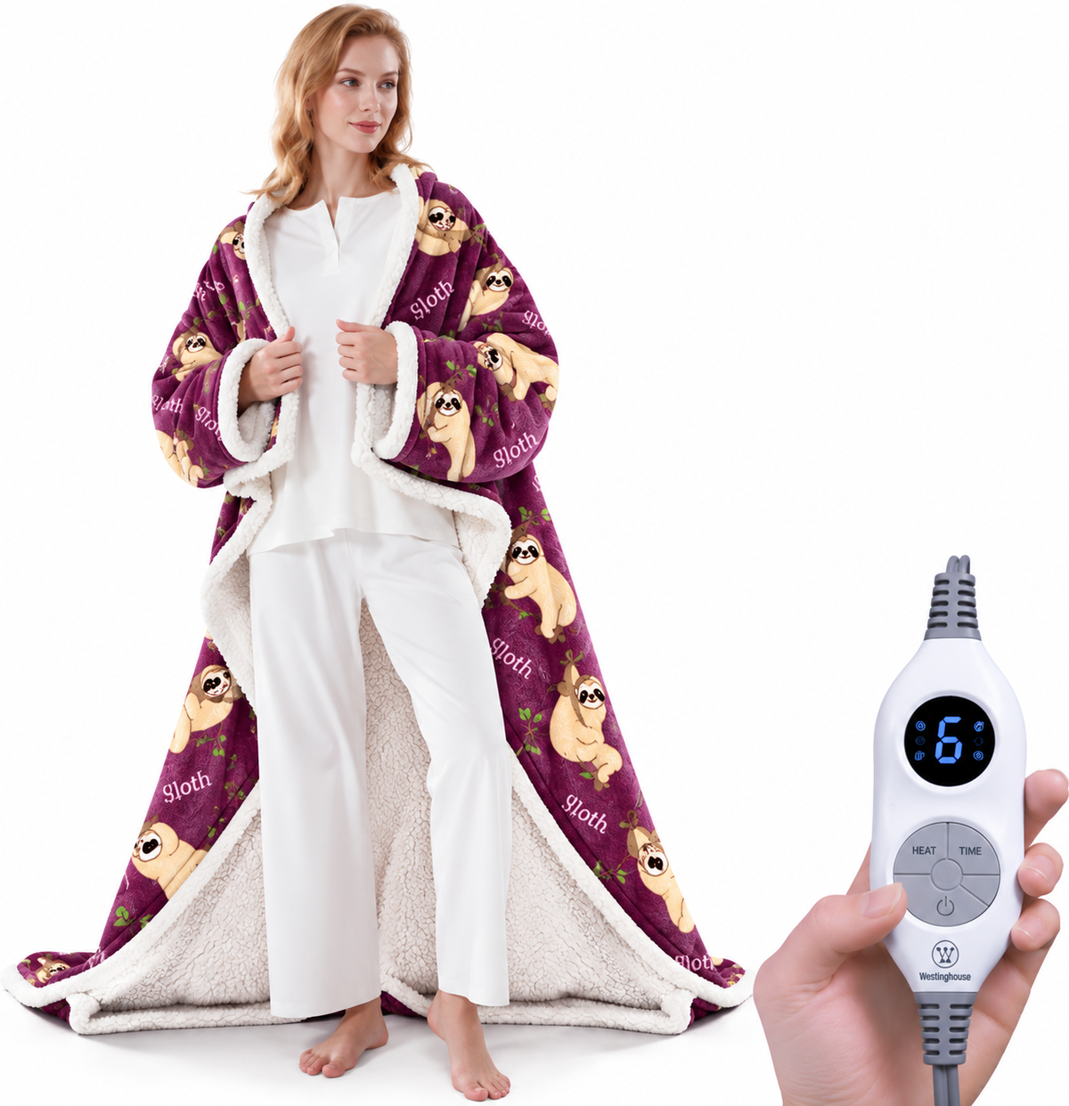❄️ Sherpa Wearable Electric Blanket 🎄 Overheat Protection & Auto-Shutoff Function