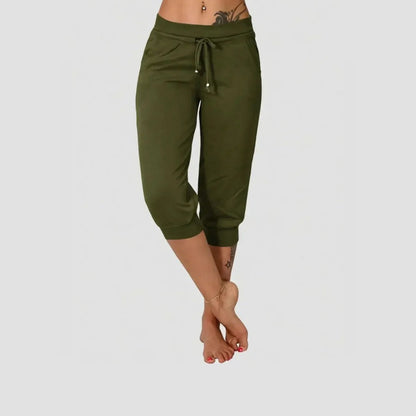 🔥Hot Summer Sale🔥Women’s Drawstring Capri Pants with Pockets for Casual Comfort Wear