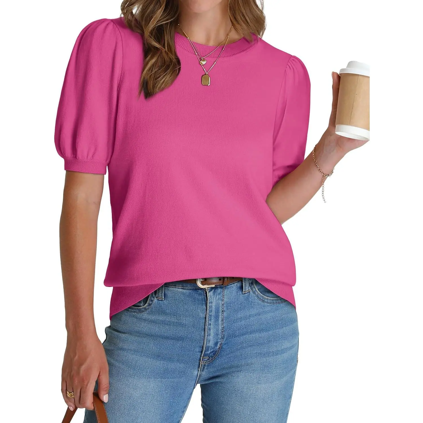 Women's Puff Short Sleeve Sweater