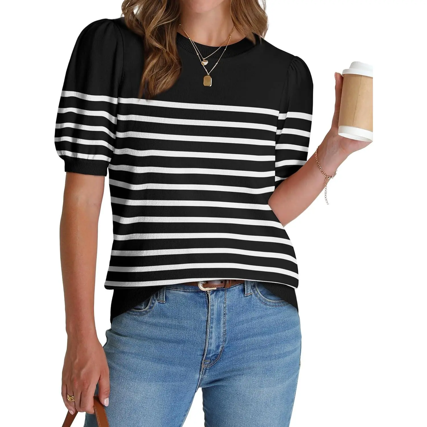 Women's Puff Short Sleeve Sweater